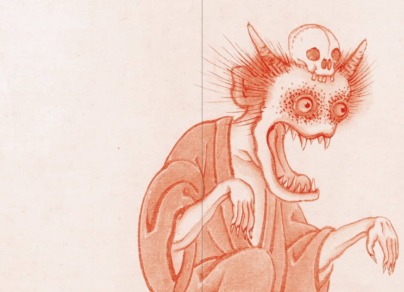 yokai ilusrracion red skull