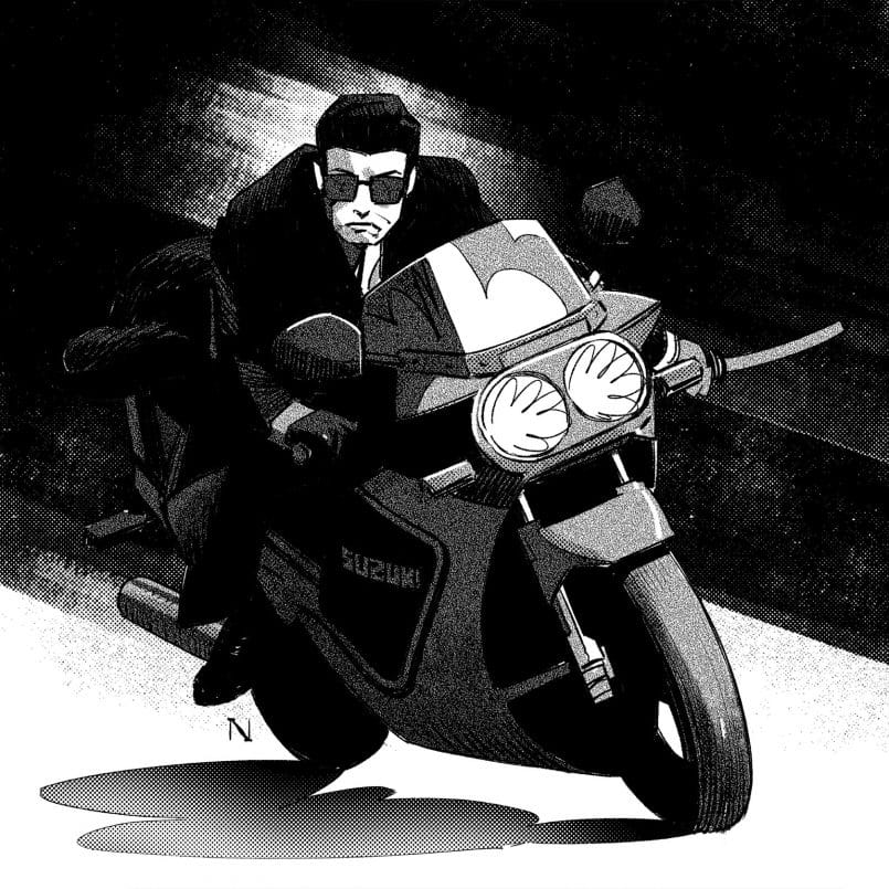 ILUSTRACION COMIC COKE NAVARROK MOTO