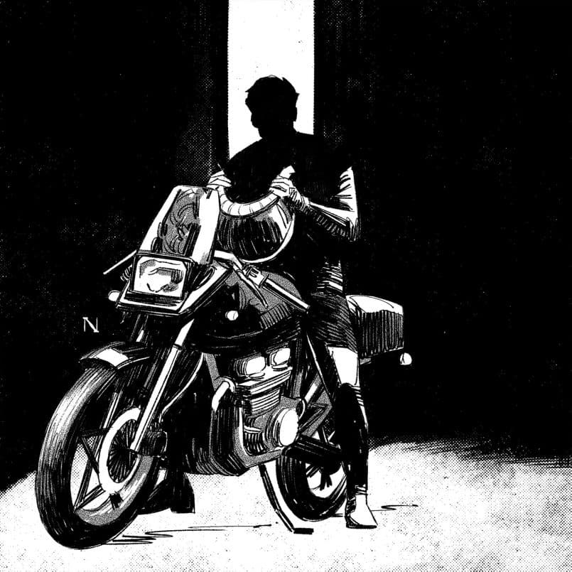 ILUSTRACION COMIC COKE NAVARROK MOTO