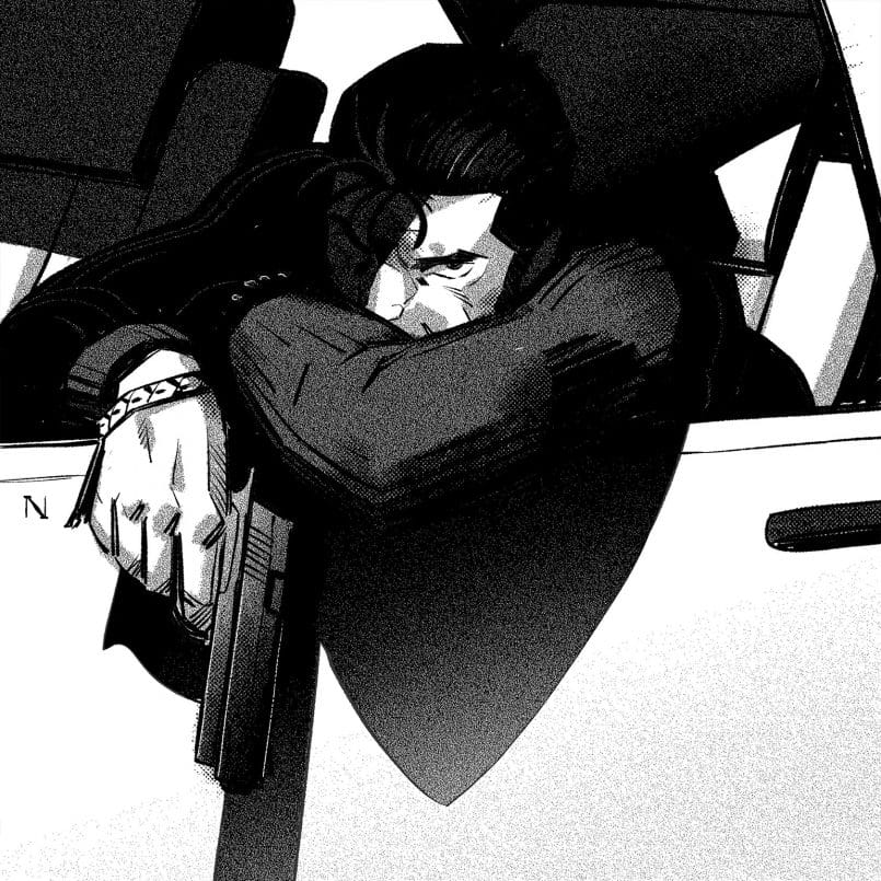 ILUSTRACION COMIC COKE NAVARROK PISTOLA