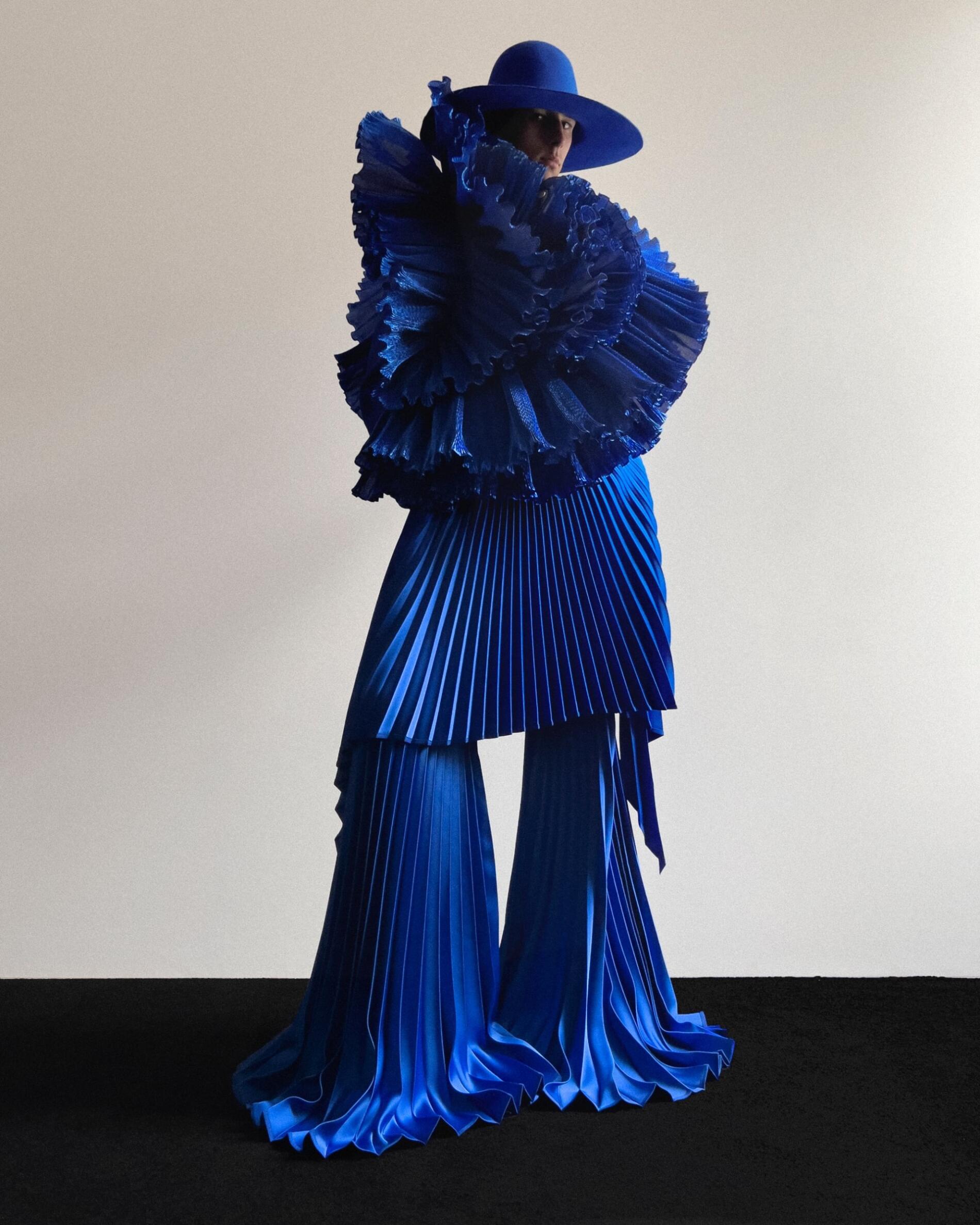 ROBERT WUN COLECCION MODA PV2023 VESTIDO BLUE