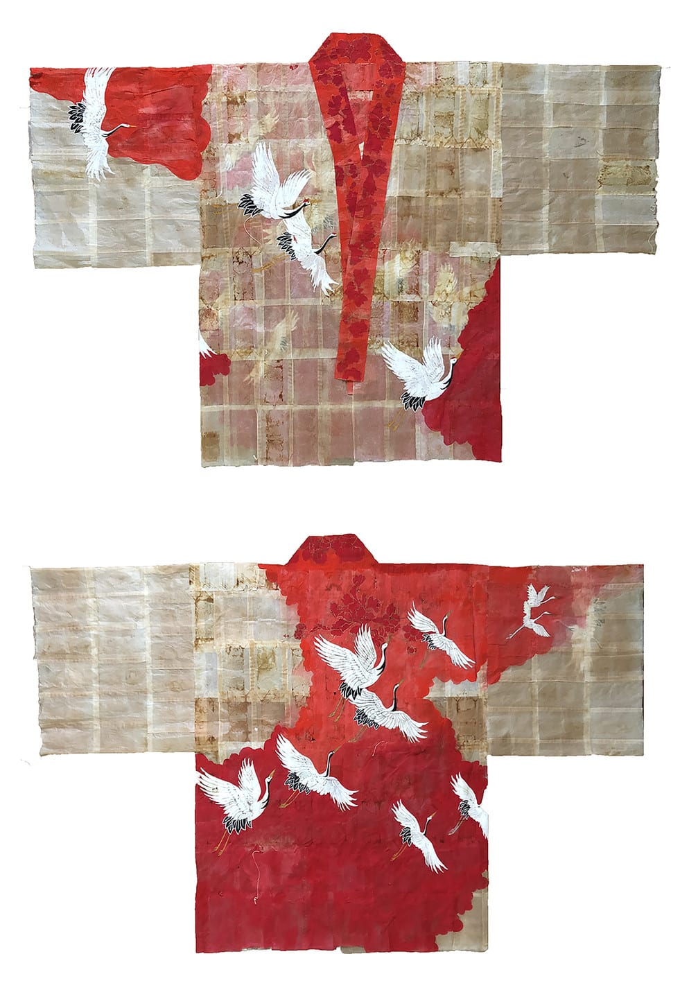 Ruby Silvious tea bag art kimono red