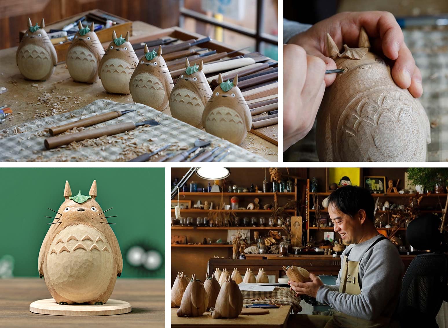 esculturas studio ghibli totoro madera