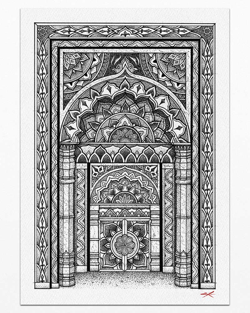 korven geometria compas y grafito mandala real