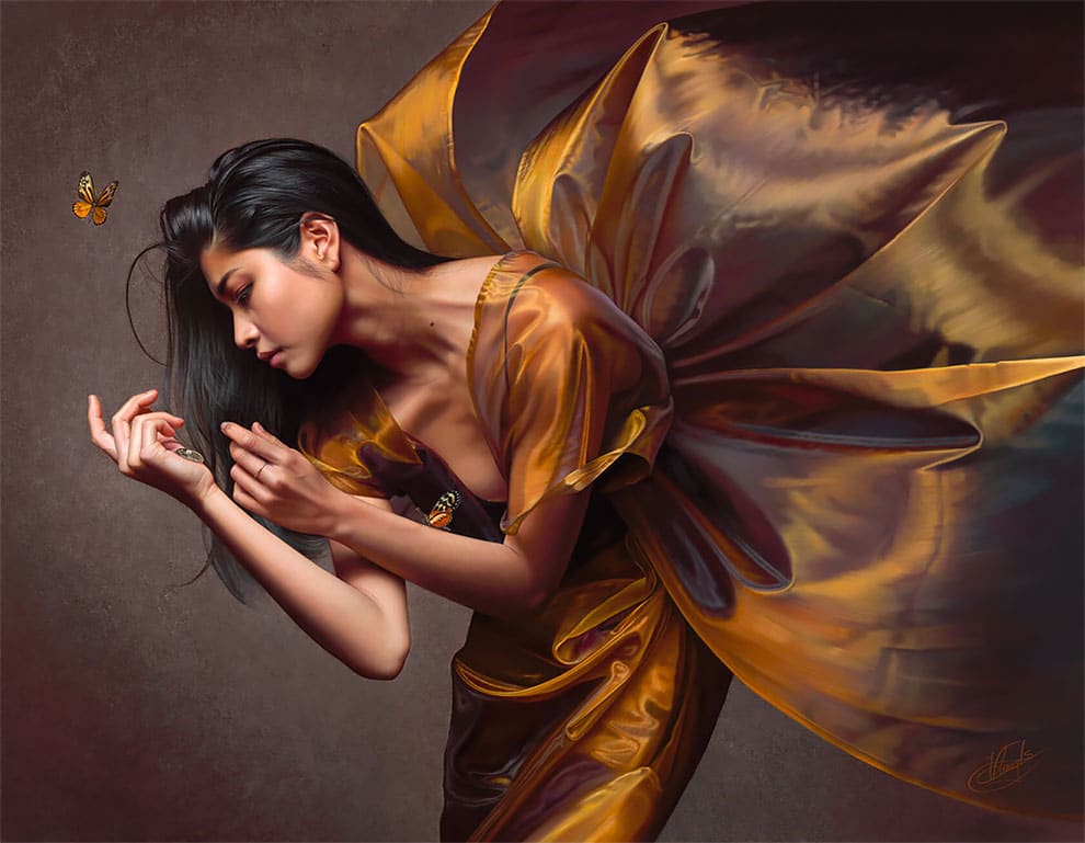 Christiane Vleugels pintura hiperealista hada