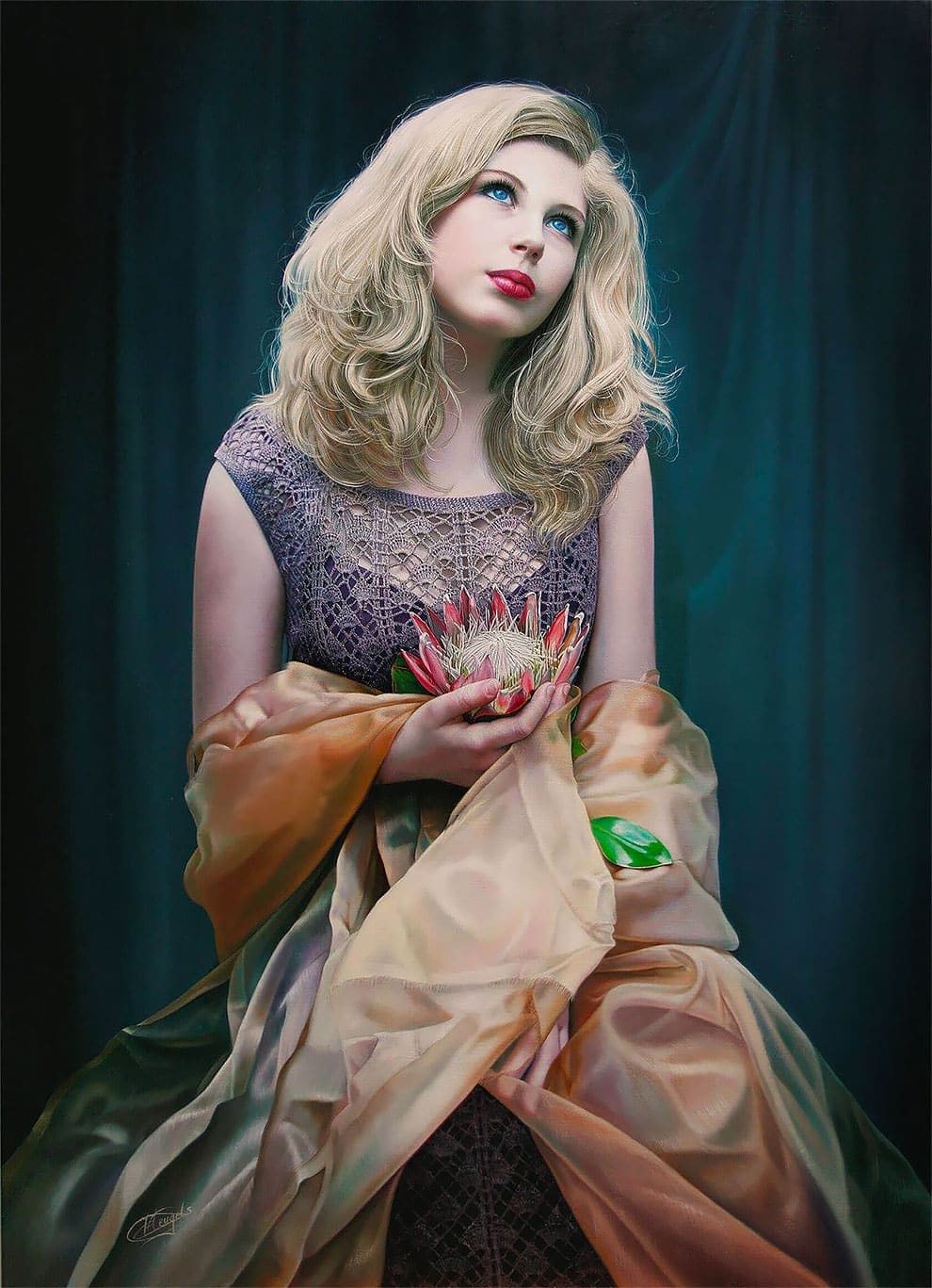 Christiane Vleugels pintura hiperealista mujer d