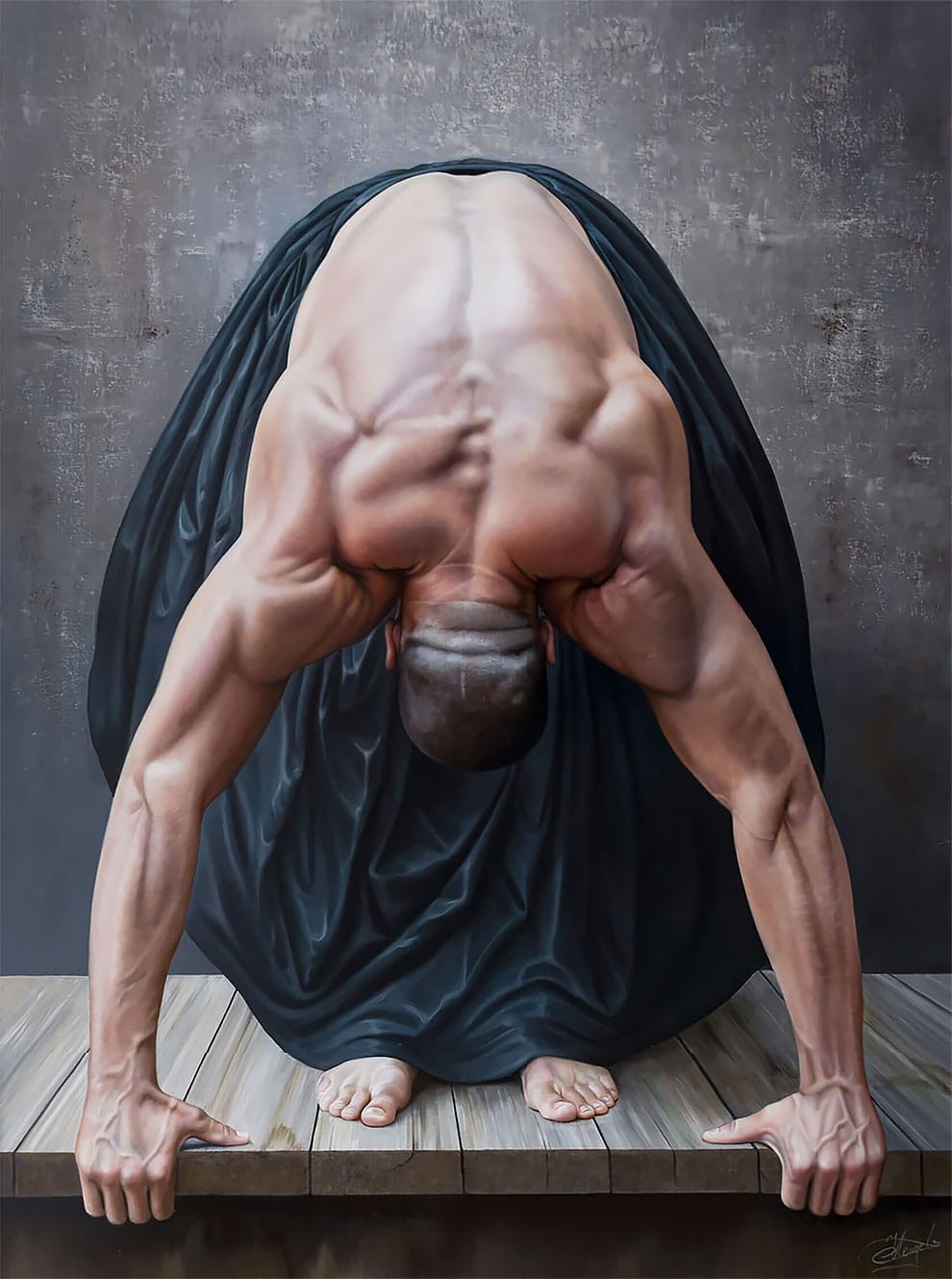 Christiane Vleugels pintura hiperealista musculos
