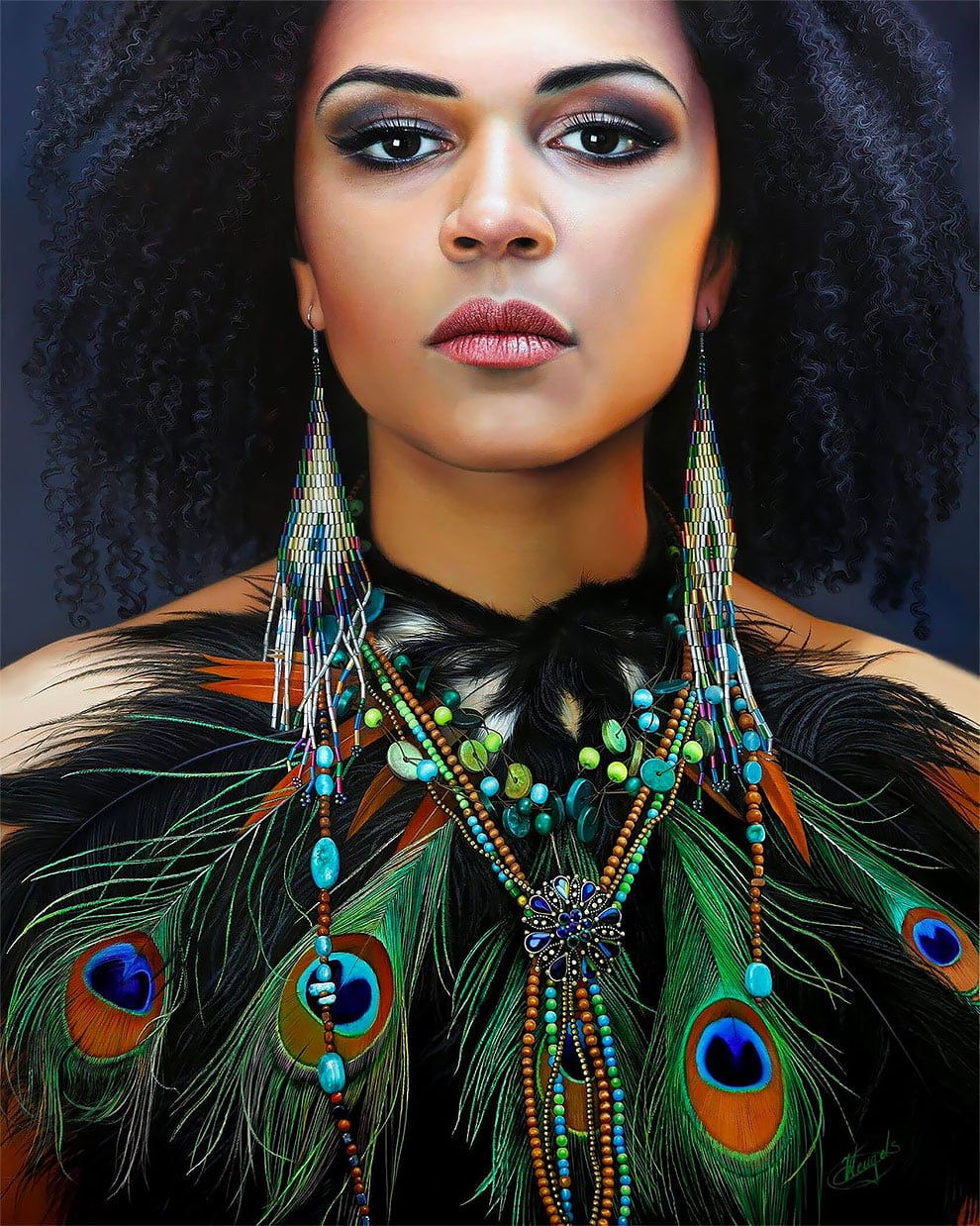Christiane Vleugels pintura hiperealista plumas