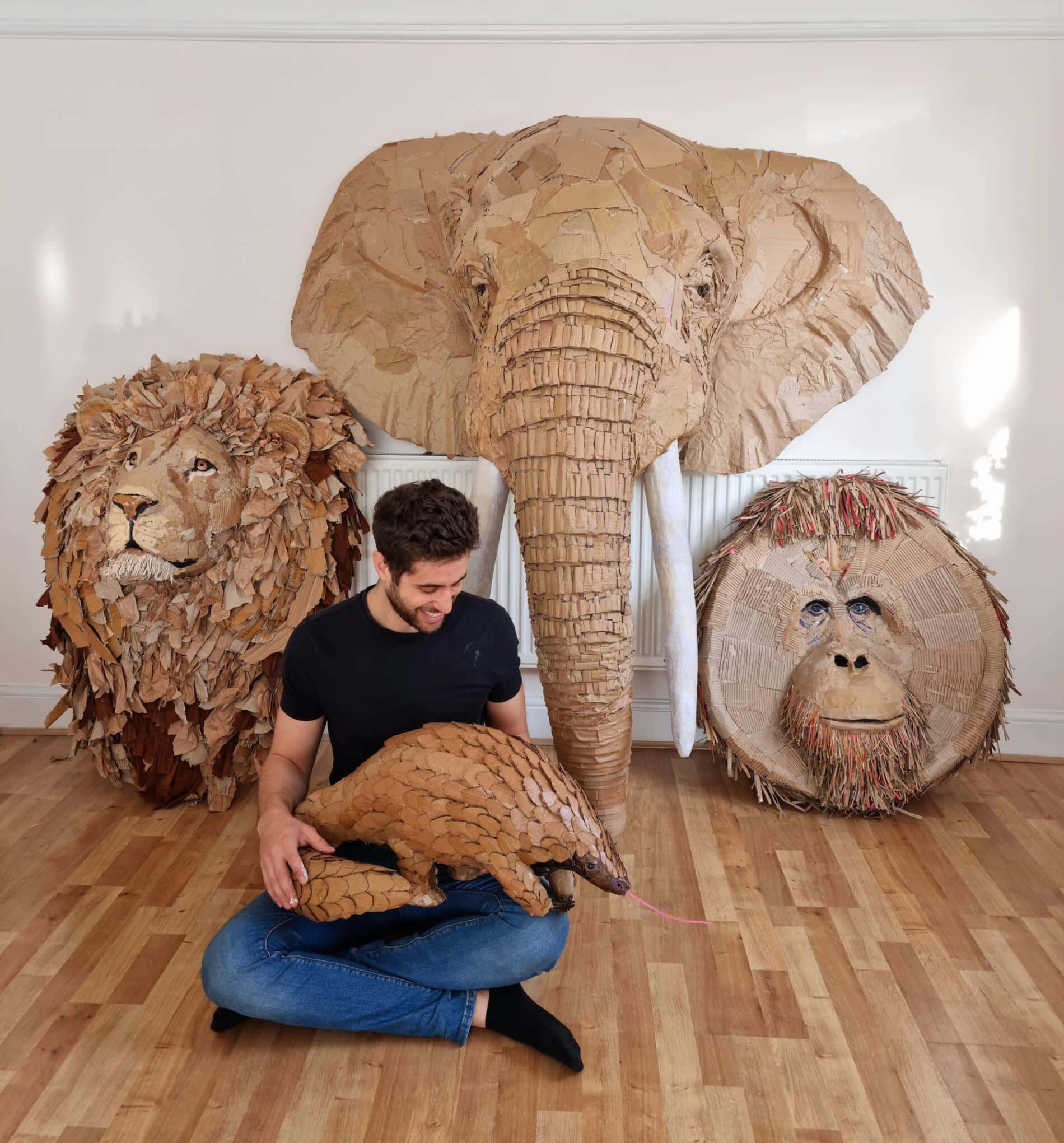 Josh Gluckstein esculturas de animales en cartón