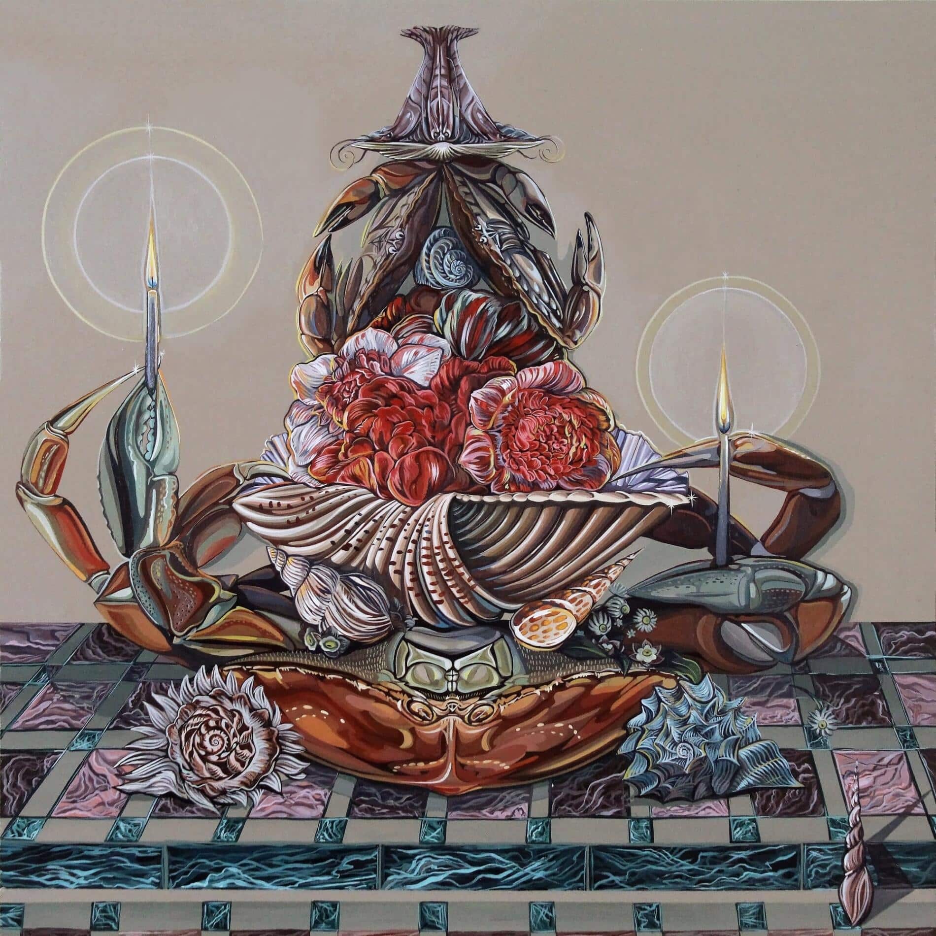 Sabrina Bockler bodegones candelabra oleo