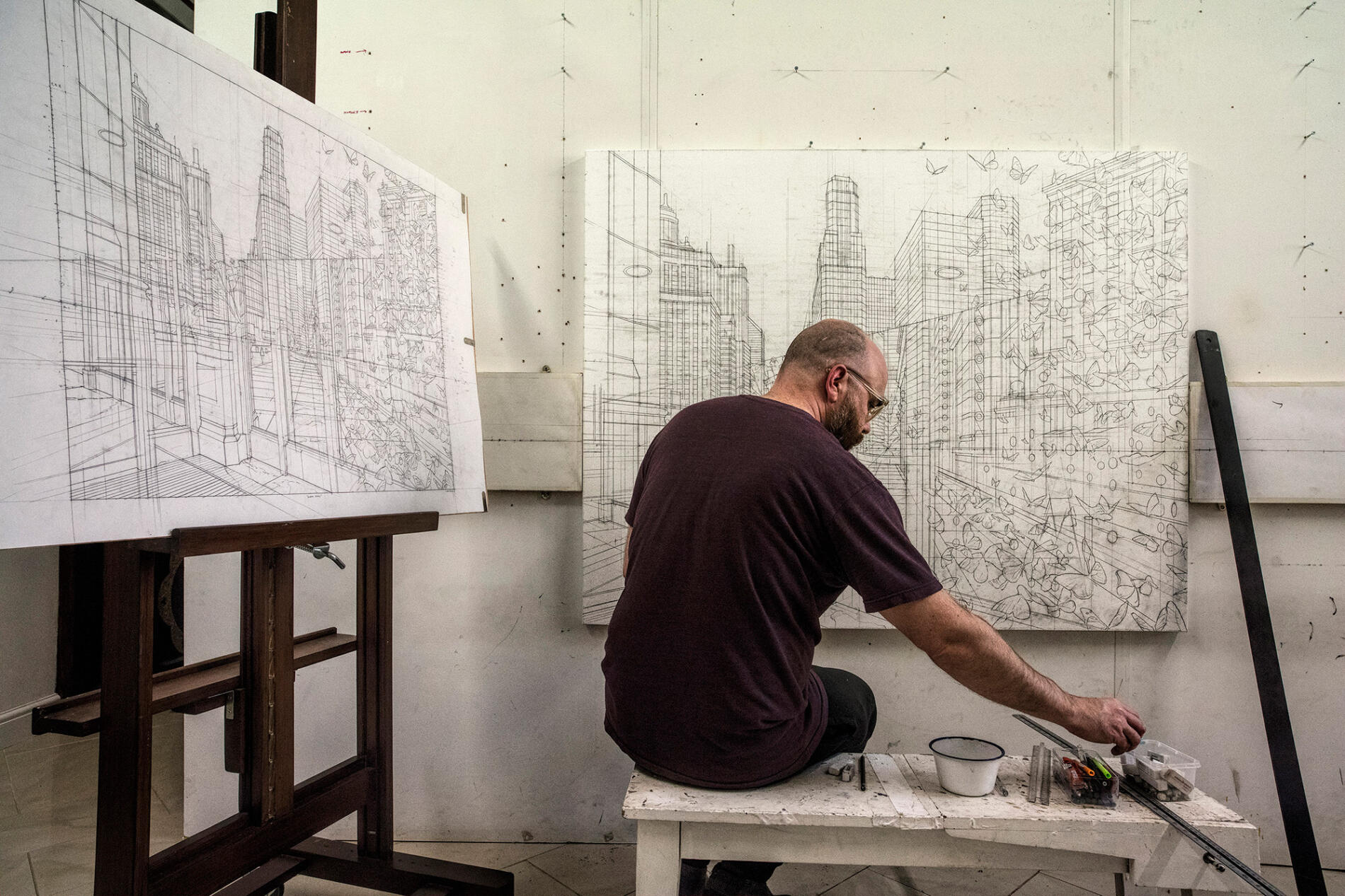 Nathan Walsh hiperrealista perspectiva bosquejos