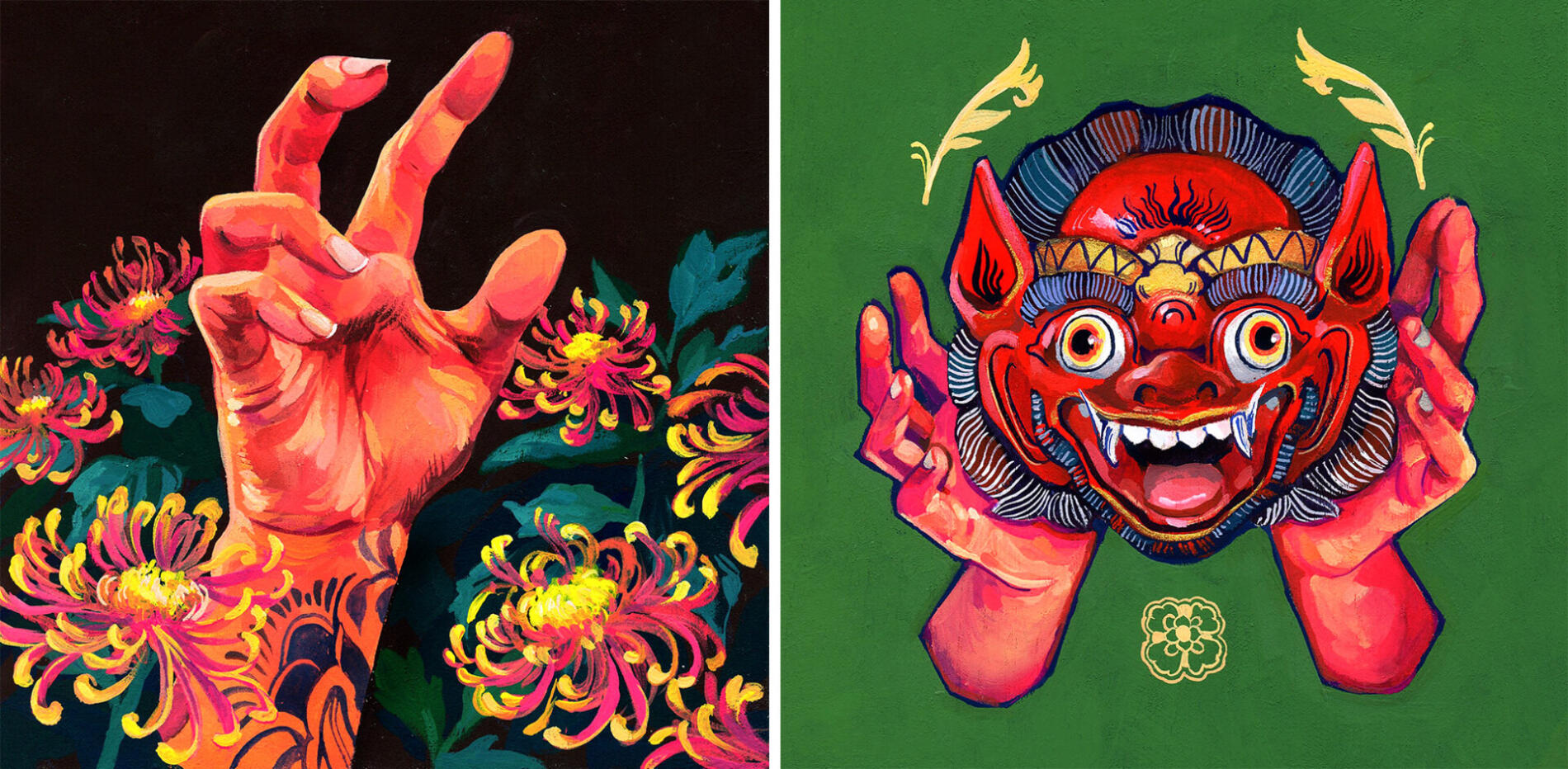 Malisa Suchanya Left May Right Red demon mask