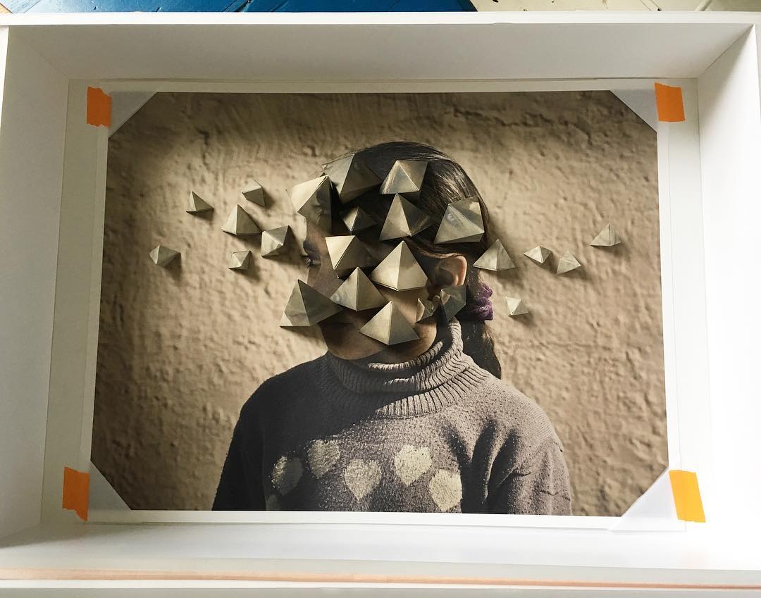 ALMA HASER RETRATOS FUTURISTAS TECNICAS PAPEL ORIGAMI
