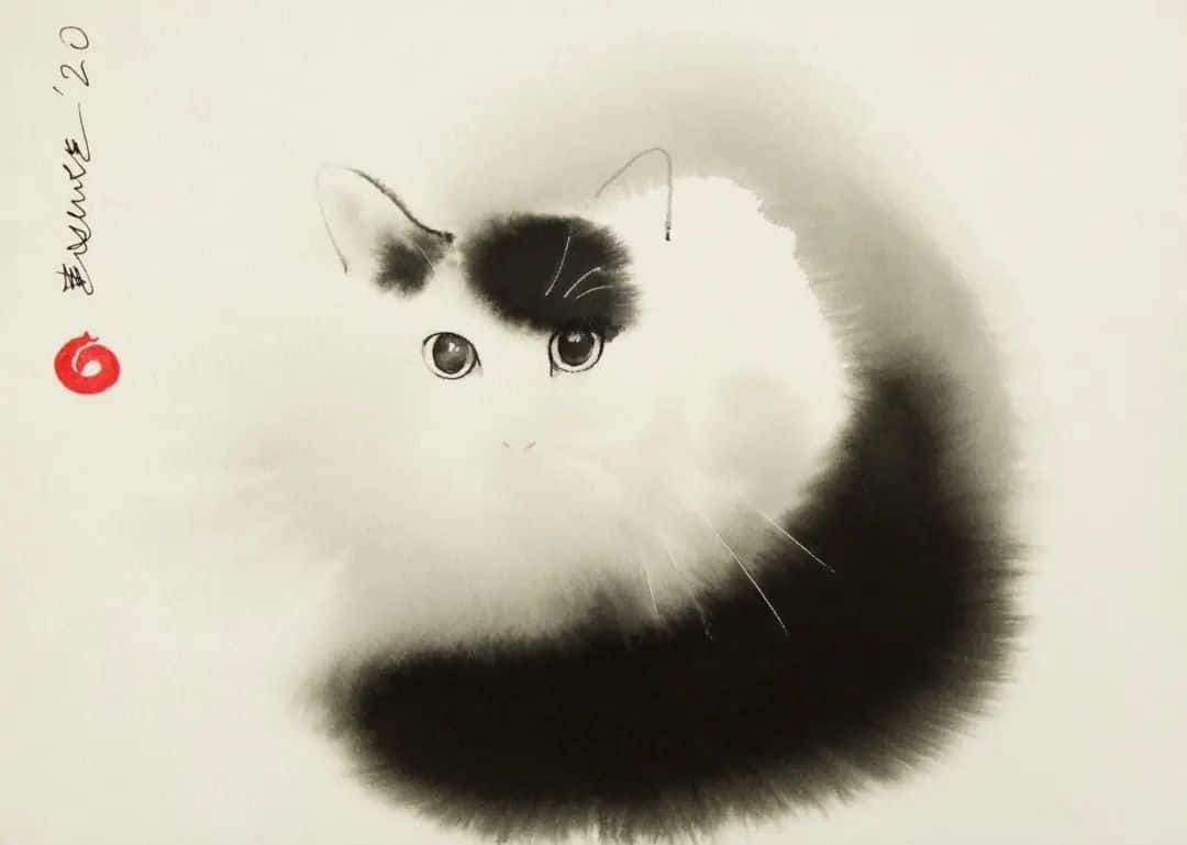 Endre Penovác gatos acuarela manchas