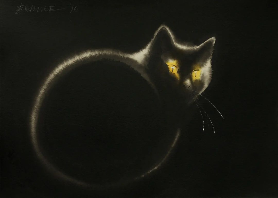 Endre Penovác gatos acuarela ojos