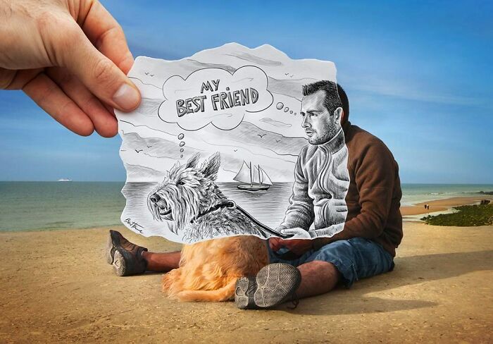 pencil vs camera ben heine dog