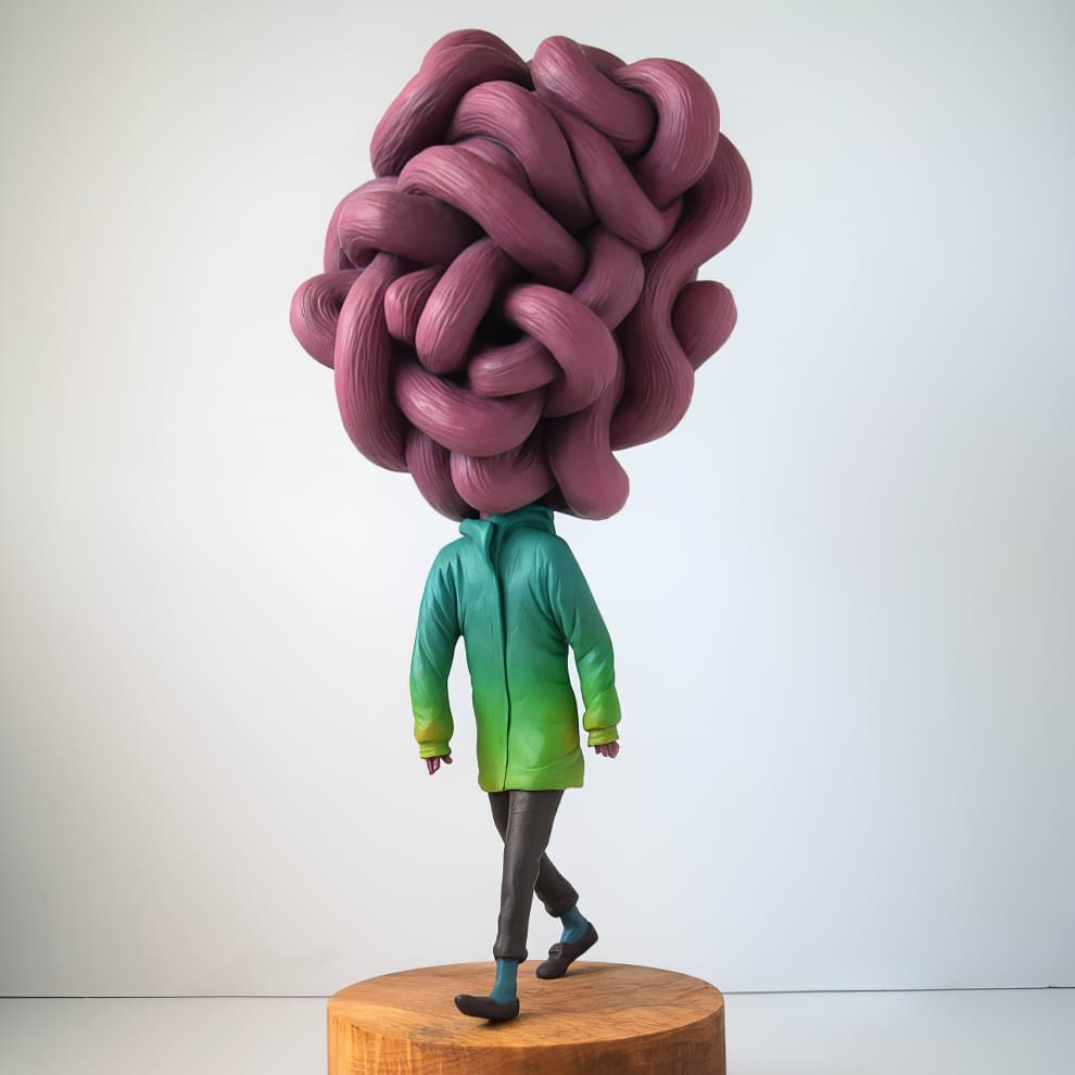 Troy Coulte escultura surreal cabeza hecha un nudo
