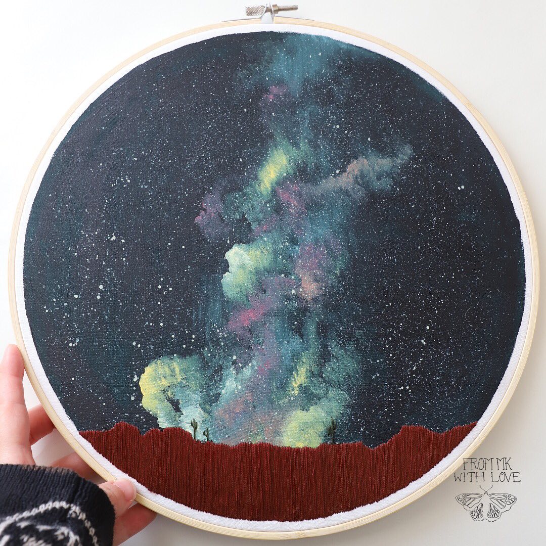 bordados y pintura acrílica de MK boreal