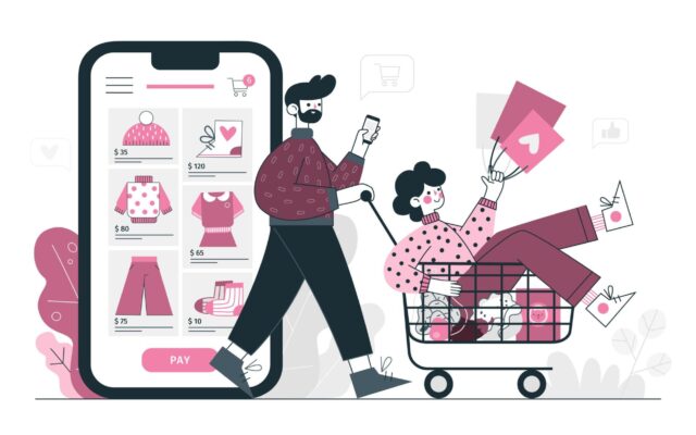 Ilustracion de chicos comprando online Imagen de storyset