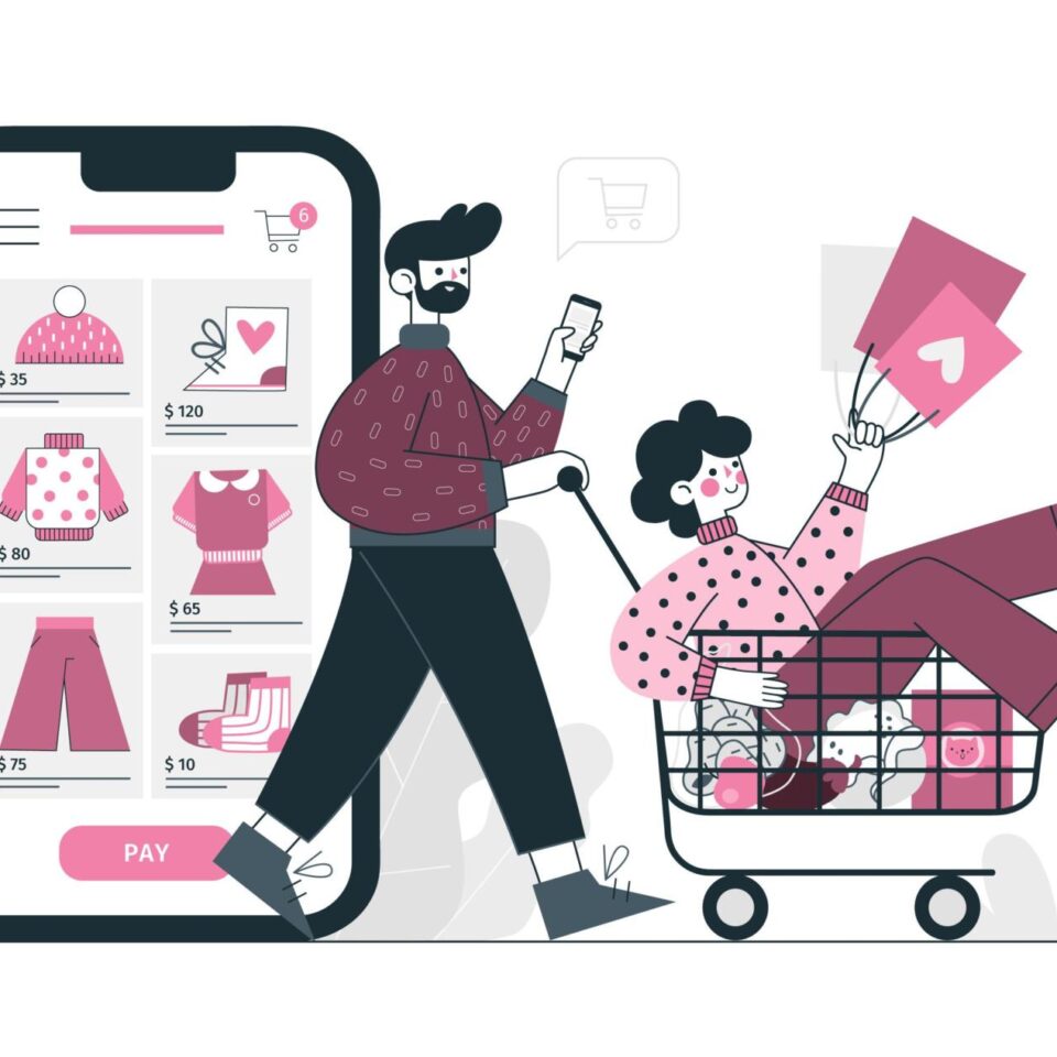 Ilustracion de chicos comprando online Imagen de storyset