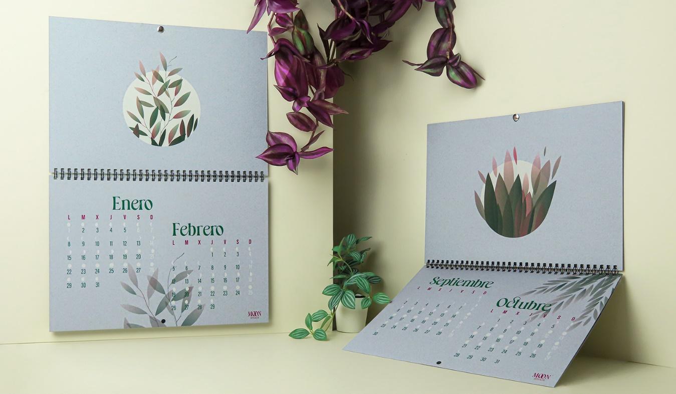 Ejemplo floral de un calendario