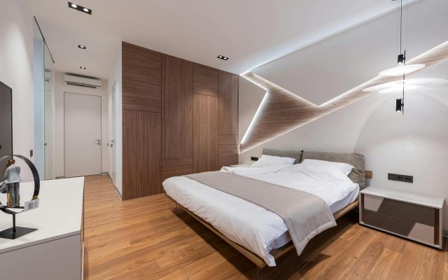 Diseño de suelos en una habitacion de dormir