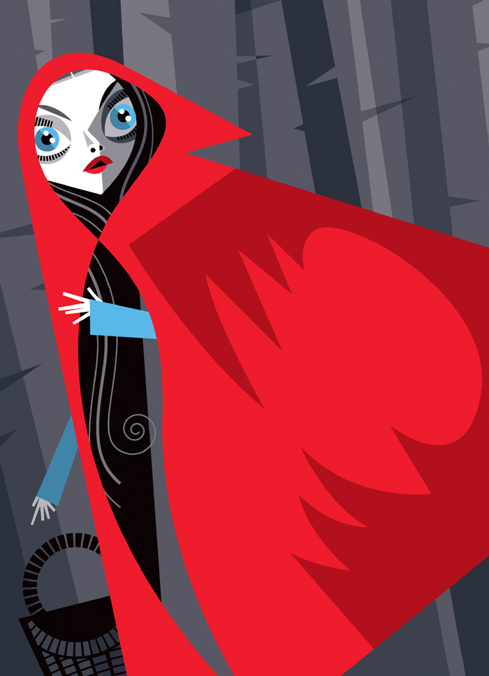 Ilustración cubista de caperucita roja por Pablo Lobato