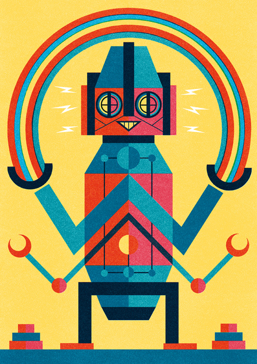 dibujo de robot en formas geometricas